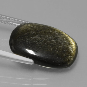 Obsidienne Éclat d'Or naturelle Coupe coussin, 7.56 ct, Opaque