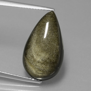 Obsidienne or naturelle en forme de poire, 10,03 ct, opaque