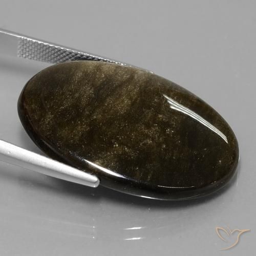 Obsidienne Marron noir naturelle ovale, 28.57 ct, Opaque