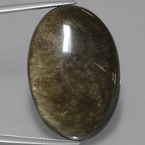 Obsidienne Lustre doré noir naturelle Coupe ovale, 42.84 ct, Opaque
