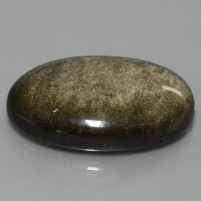 Obsidienne Lustre doré noir naturelle Coupe ovale, 42.84 ct, Opaque