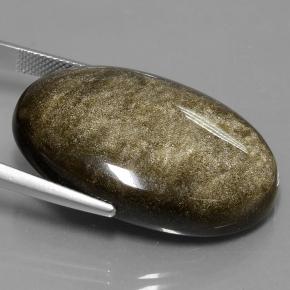 Obsidienne Lustre doré noir naturelle Coupe ovale, 42.84 ct, Opaque