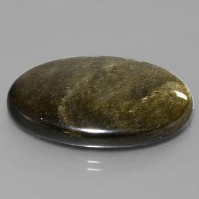 Obsidienne noir naturelle coupe ovale, 38,13 ct, opaque
