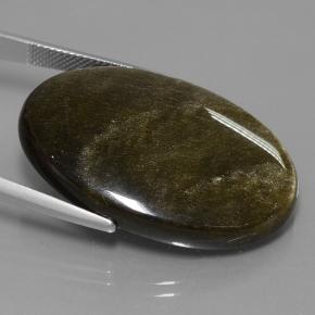 Obsidienne noir naturelle coupe ovale, 38,13 ct, opaque