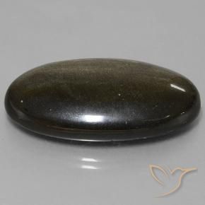 Obsidienne Noir avec reflets dorés naturelle ovale, 51.67 ct, Opaque