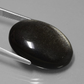 Obsidienne or naturelle coupe ovale, 25,73 ct, opaque