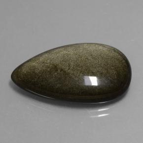 Obsidienne noir naturelle en forme de poire, 21,67 ct, opaque