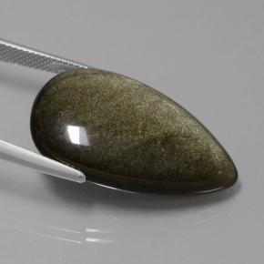 Obsidienne noir naturelle en forme de poire, 21,67 ct, opaque