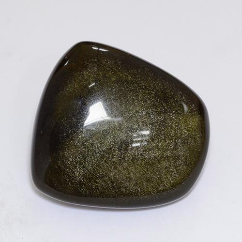 Obsidienne Noir avec bronze naturelle Forme fantaisie, 22.74 ct, Opaque