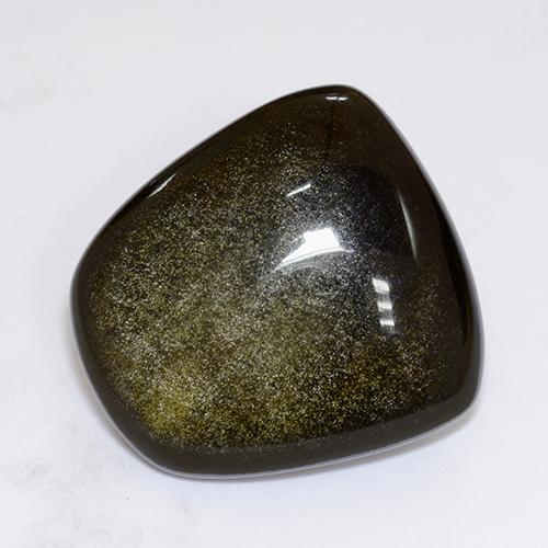 Obsidienne Noir avec bronze naturelle Forme fantaisie, 22.74 ct, Opaque