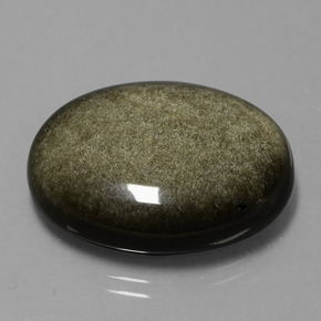 Obsidienne Lustre doré noir naturelle Coupe ovale, 25.43 ct, Opaque