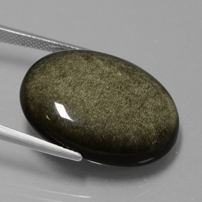 Obsidienne Lustre doré noir naturelle Coupe ovale, 25.43 ct, Opaque