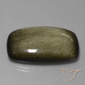 Obsidienne Noir avec reflets dorés naturelle Coussin, 28.65 ct, Opaque