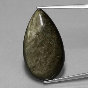 Obsidienne noir naturelle en forme de poire, 18,42 ct, opaque