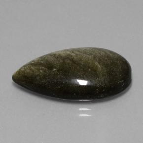 Obsidienne noir naturelle en forme de poire, 18,42 ct, opaque