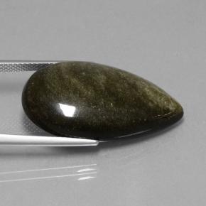 Obsidienne noir naturelle en forme de poire, 18,42 ct, opaque