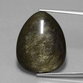 Obsidienne noir naturelle en forme de poire, 15,72 ct, opaque
