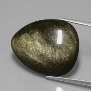 Obsidienne noir naturelle en forme de poire, 15,72 ct, opaque