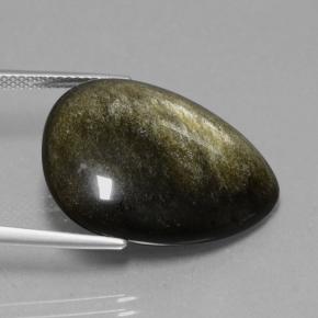 Obsidienne noir naturelle en forme de poire, 15,72 ct, opaque