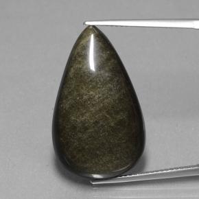 Obsidienne noir naturelle en forme de poire, 19,36 ct, opaque