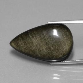 Obsidienne noir naturelle en forme de poire, 19,36 ct, opaque
