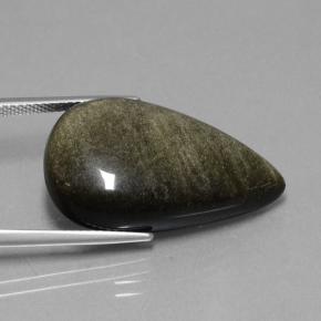 Obsidienne noir naturelle en forme de poire, 19,36 ct, opaque