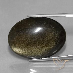 Obsidienne Noire naturelle ovale, 23.72 ct, Opaque