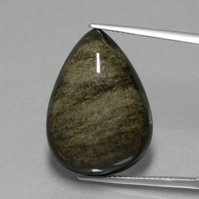 Obsidienne Noir avec bronze naturelle En forme de poire, 21.16 ct, Opaque