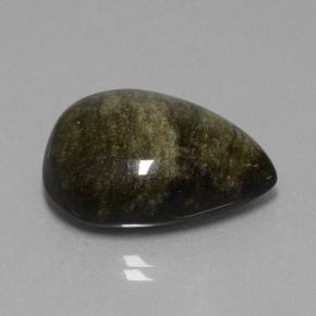 Obsidienne Noir avec bronze naturelle En forme de poire, 21.16 ct, Opaque