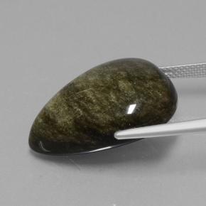 Obsidienne Noir avec bronze naturelle En forme de poire, 21.16 ct, Opaque