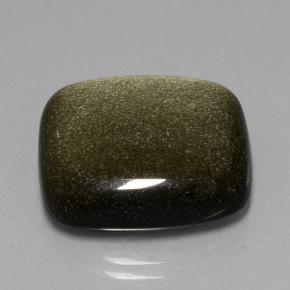 Obsidienne Lustre doré noir naturelle Coupe coussin, 22.65 ct, Opaque