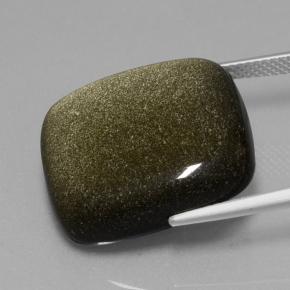 Obsidienne Lustre doré noir naturelle Coupe coussin, 22.65 ct, Opaque