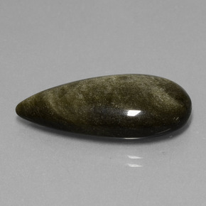 Obsidienne Éclat d'Or naturelle En forme de poire, 17.37 ct, Opaque