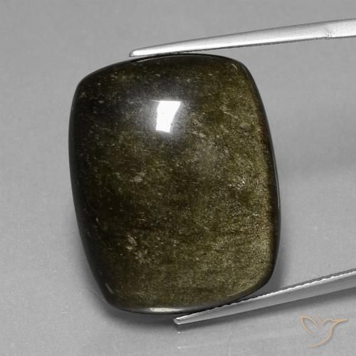 30.38ct Naturel Noir avec bronze Obsidienne, Coussin, Opaque