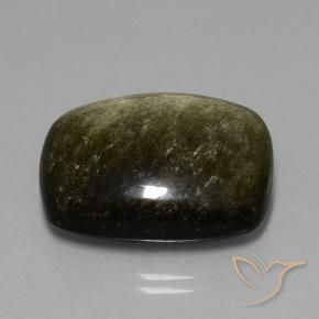 Obsidienne Noir avec bronze naturelle Coussin, 30.38 ct, Opaque