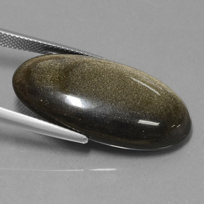 Obsidienne or naturelle coupe ovale, 22,94 ct, opaque