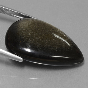 Obsidienne noir naturelle en forme de poire, 19,08 ct, opaque