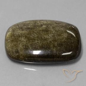 Obsidienne Noir avec reflets dorés naturelle Coussin, 25.46 ct, Opaque