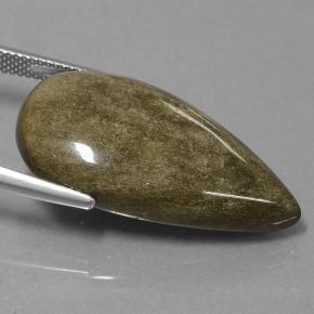 Obsidienne noir naturelle en forme de poire, 20,88 ct, opaque