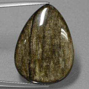 Obsidienne Éclat d'Or naturelle En forme de poire, 19.38 ct, Opaque