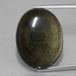 Obsidienne Lustre doré noir naturelle Coupe ovale, 18.98 ct, Opaque