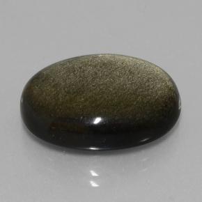 Obsidienne Lustre doré noir naturelle Coupe ovale, 18.98 ct, Opaque