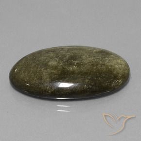 Obsidienne Noir avec reflets dorés naturelle ovale, 33.15 ct, Opaque