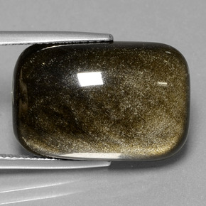 Obsidienne Lustre doré noir naturelle Coupe coussin, 17.14 ct, Opaque