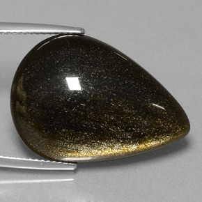 Obsidienne Éclat d'Or naturelle En forme de poire, 15.44 ct, Opaque