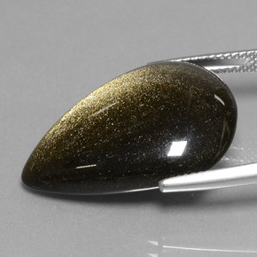 Obsidienne Éclat d'Or naturelle En forme de poire, 15.44 ct, Opaque