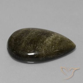 Obsidienne Noir avec reflets dorés naturelle En forme de poire, 35.49 ct, Opaque