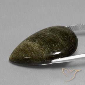 Obsidienne Noir avec reflets dorés naturelle En forme de poire, 35.49 ct, Opaque
