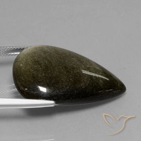 Obsidienne Noir avec reflets dorés naturelle En forme de poire, 27.71 ct, Opaque