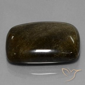 Obsidienne Noir avec bronze naturelle Coussin, 34.12 ct, Opaque
